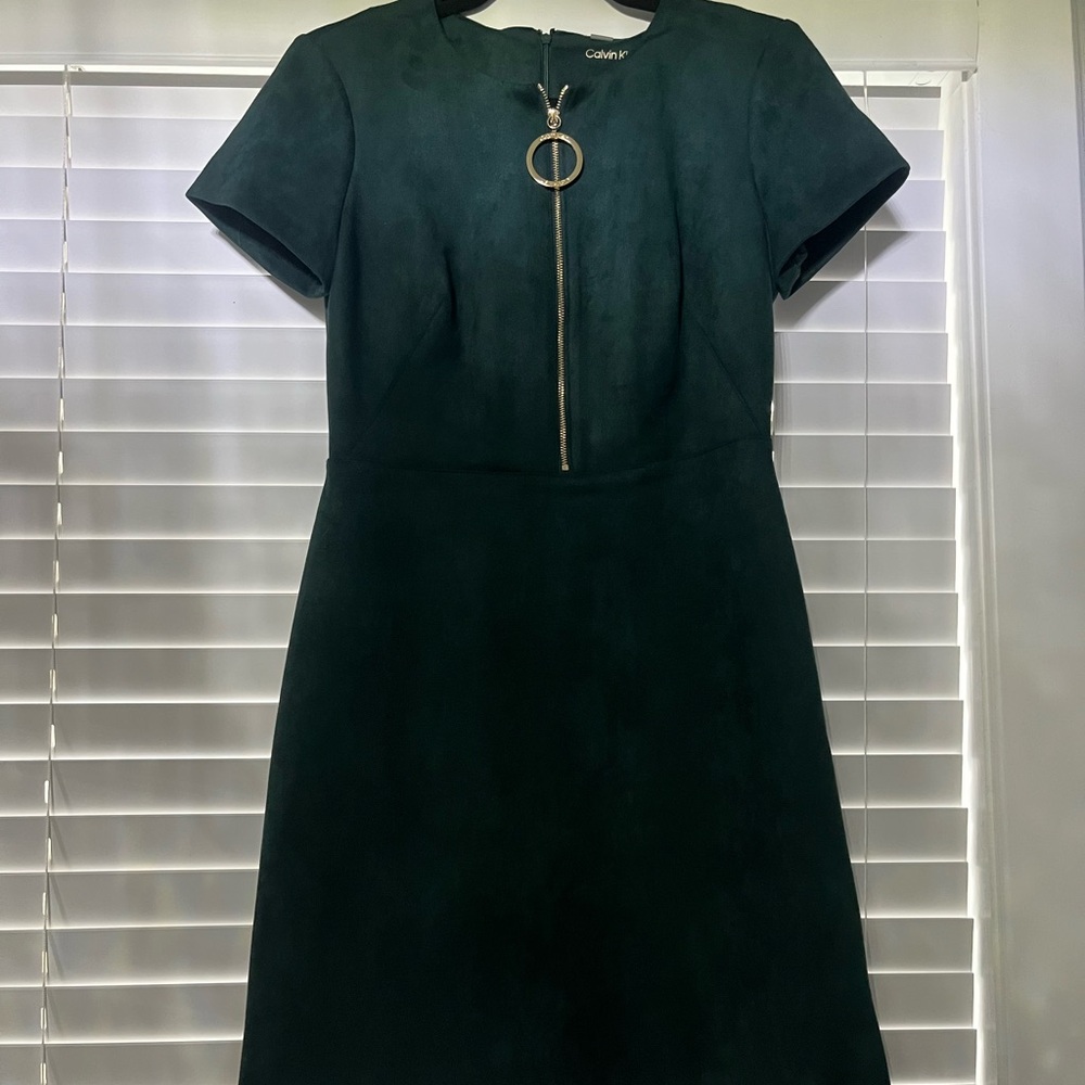 Calvin Klein Dark Green Dress with Short Sleeves